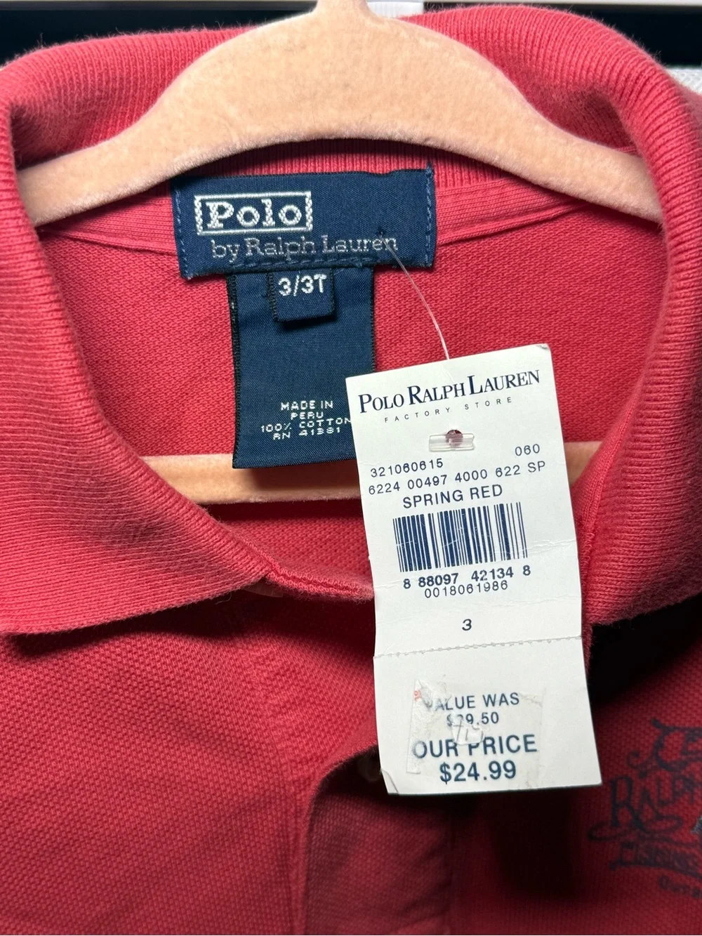 VTG Polo Ralph Lauren Boys 3/3T Spring Red 90s Polo Fishing Lure Embroidered NWT